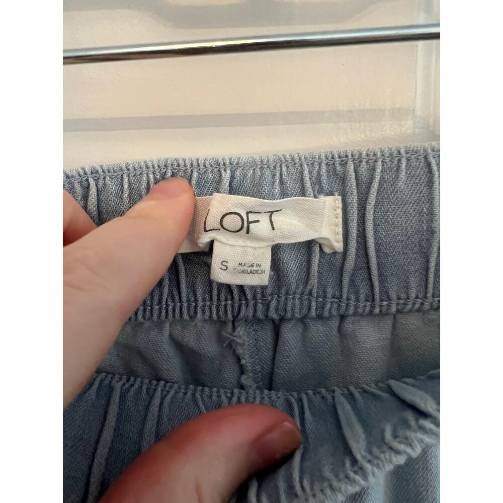 NEW Loft Breezy Wide Leg Crop Pants Chambray Blue 100% Cotton Pull On Women's S - Picture 4 of 14